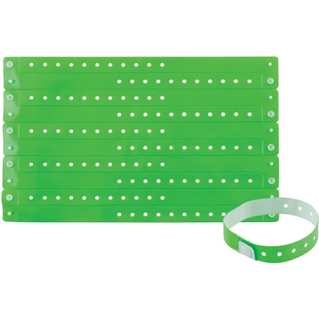 Advantus Wristbands, Vinyl, 3/5"Wx9-3/4"Lx1/50"H, 100/PK, Green PK AVT97763